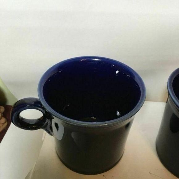 Fiesta Round O blue Handled Mugs Coffee‎ cups set of 2 - Picture 5 of 8
